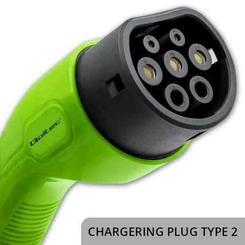 Qoltec Mobile nabíjačka prenosná pre EV 2-v-1, typ2, 3,5kW, 230V, LCD, 5m